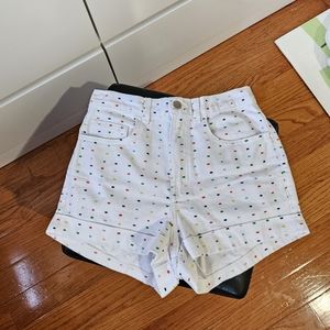 American Apparel Rainbow Confetti White Jean high waist Short Size 25